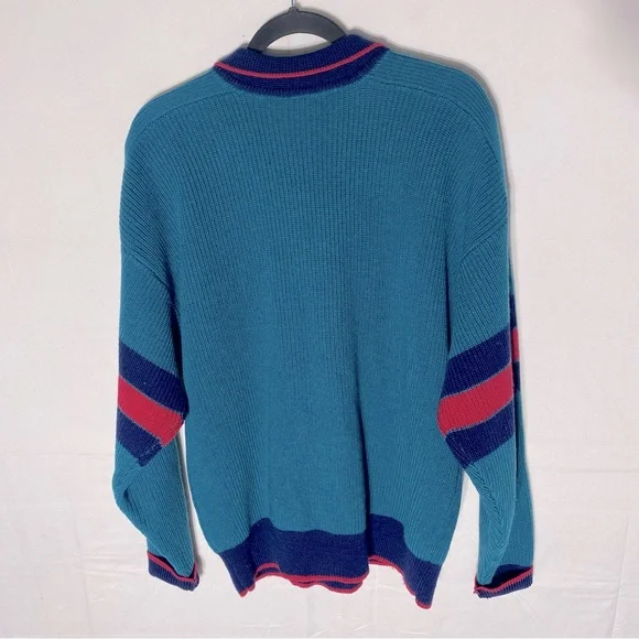 Vintage Gant The Rugger Blue Red Wool Knit Sweater S - Picture 2 of 14
